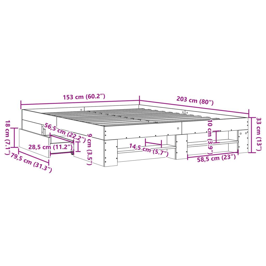 vidaXL Bettgestell Weiß 150x200 cm Holzwerkstoff