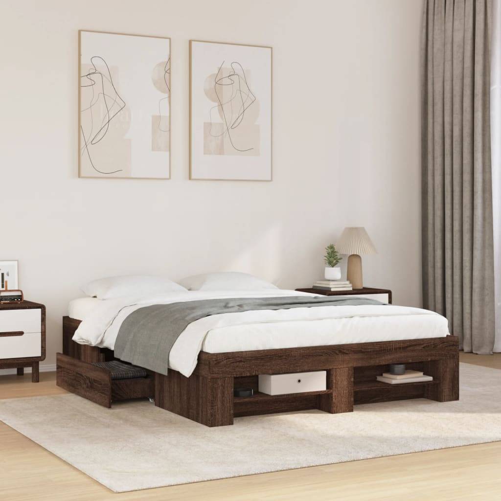 vidaXL Bettgestell ohne Matratze Braun Eiche 120x190 cm Holzwerkstoff