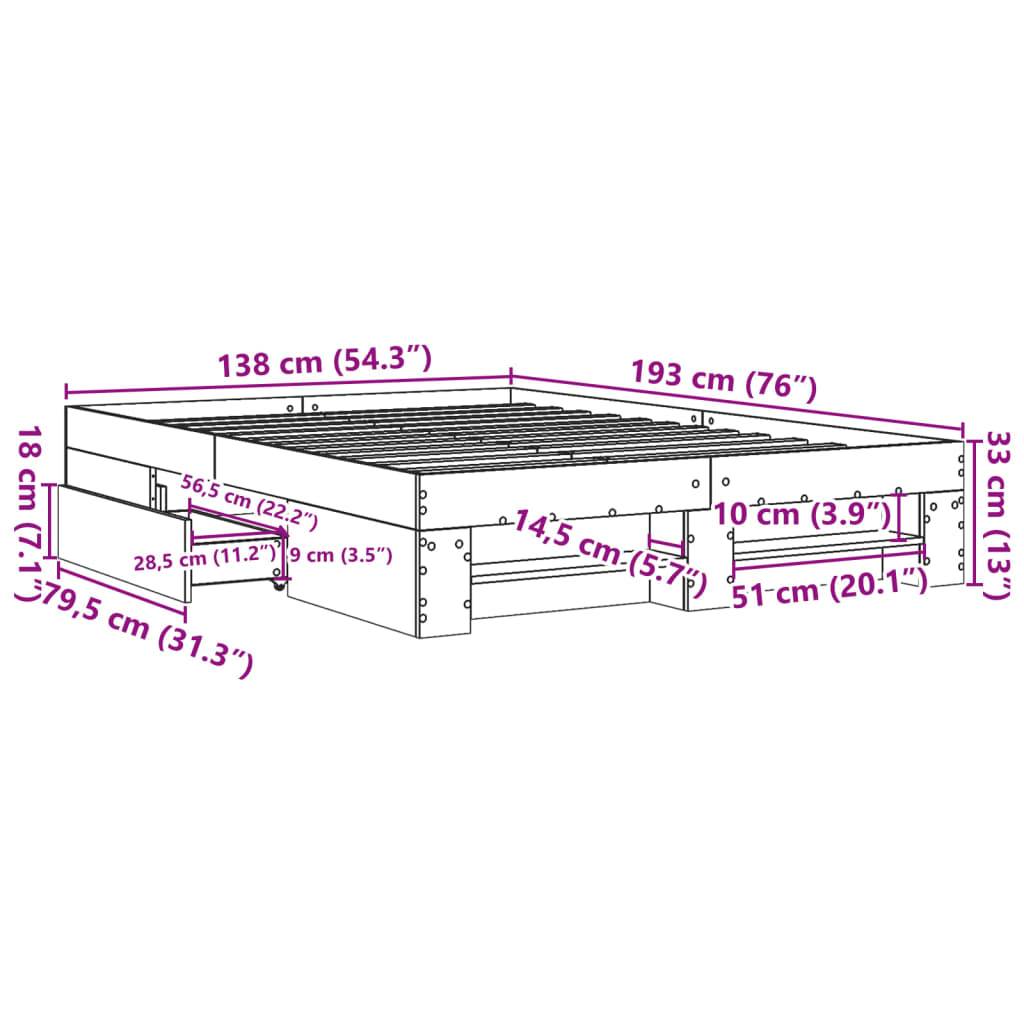 vidaXL Bettgestell Schwarz 135x190 cm Holzwerkstoff