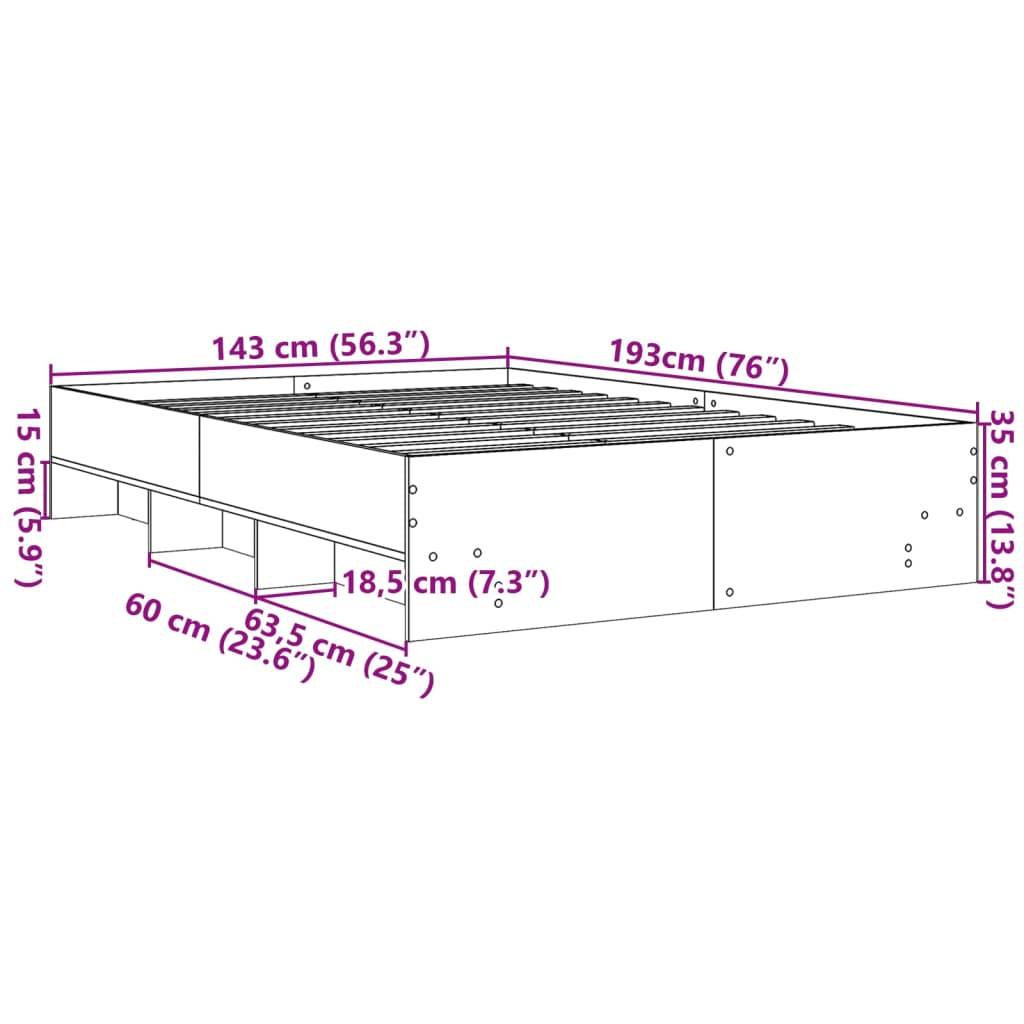 vidaXL Bettgestell Weiß 140x190 cm Holzwerkstoff
