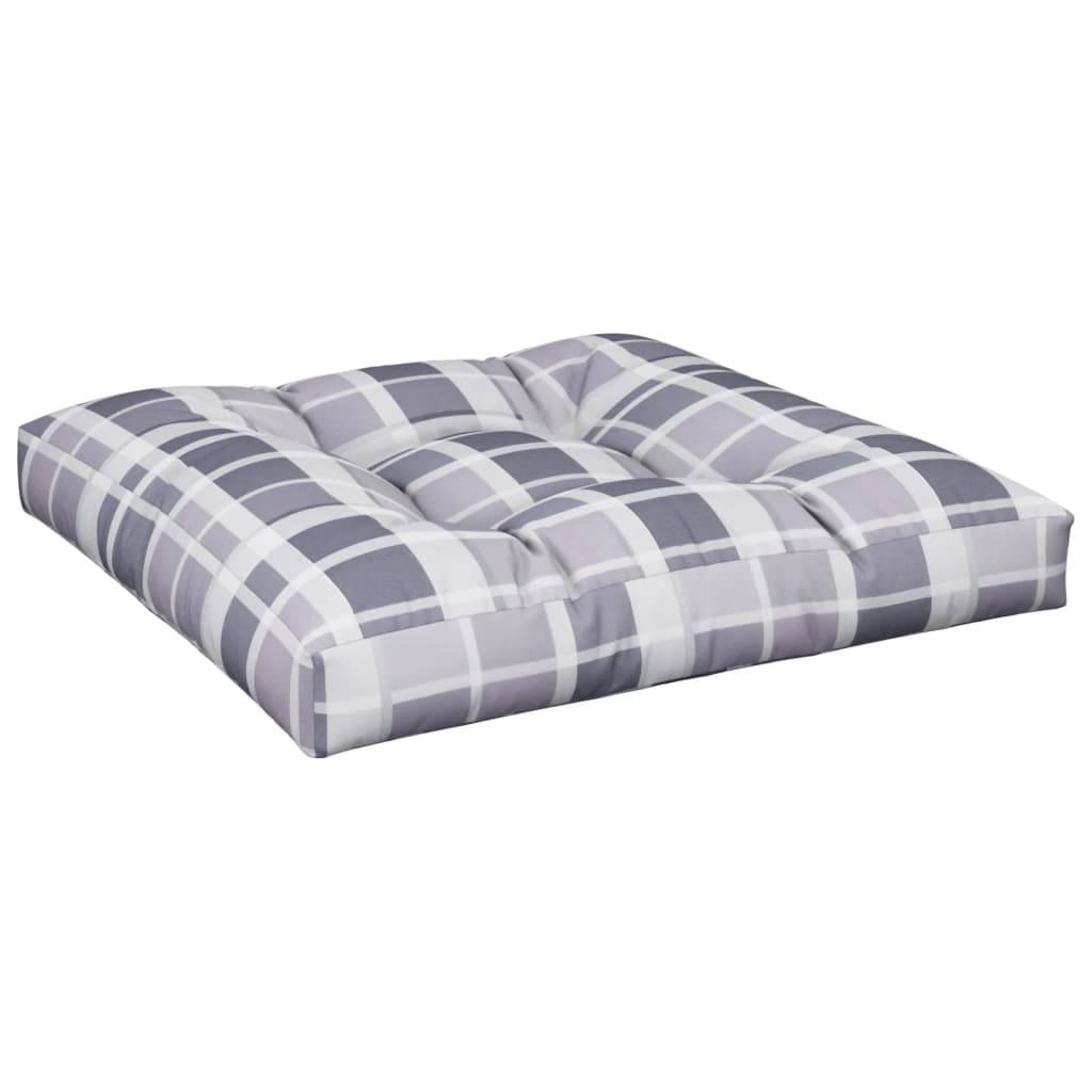 vidaXL Palettenkissen Grau Karomuster 70x70x12 cm Stoff