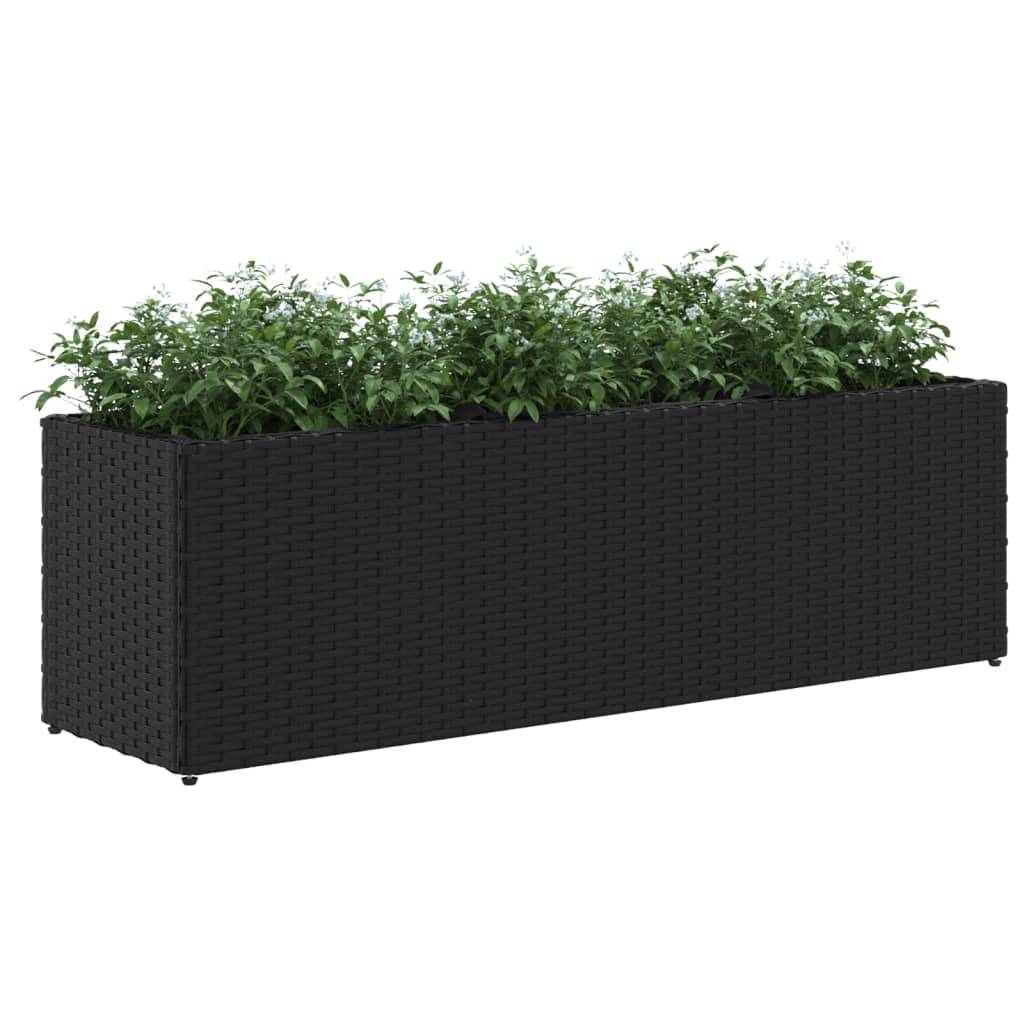 vidaXL Pflanzkübel mit 3 Töpfen 2 Stk. Schwarz 105x30x32cm Poly Rattan