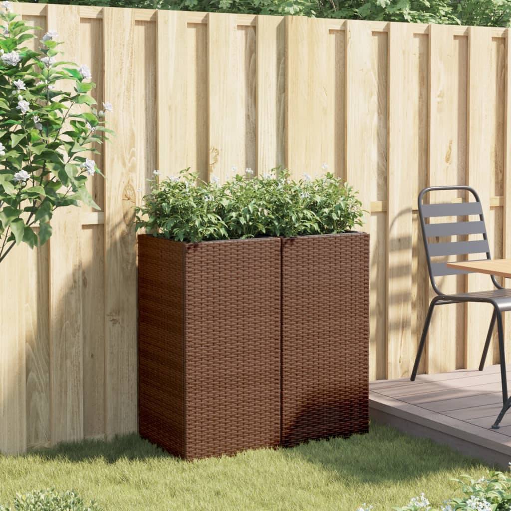 vidaXL Pflanzkübel 2 Stk. Braun 40x40x80 cm Poly Rattan