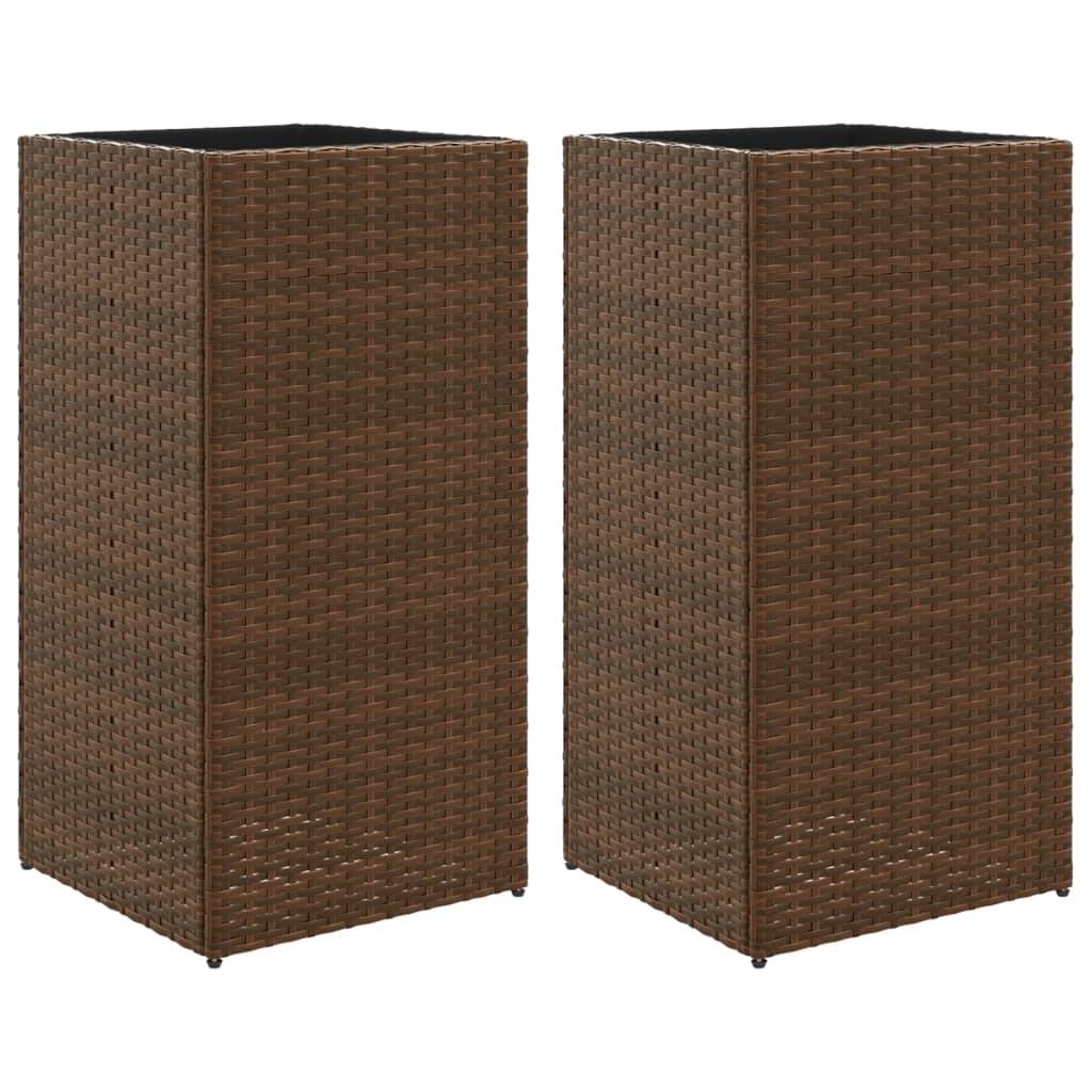 vidaXL Pflanzkübel 2 Stk. Braun 40x40x80 cm Poly Rattan