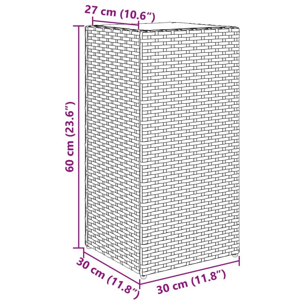 vidaXL Pflanzkübel 2 Stk. Braun 30x30x60 cm Poly Rattan