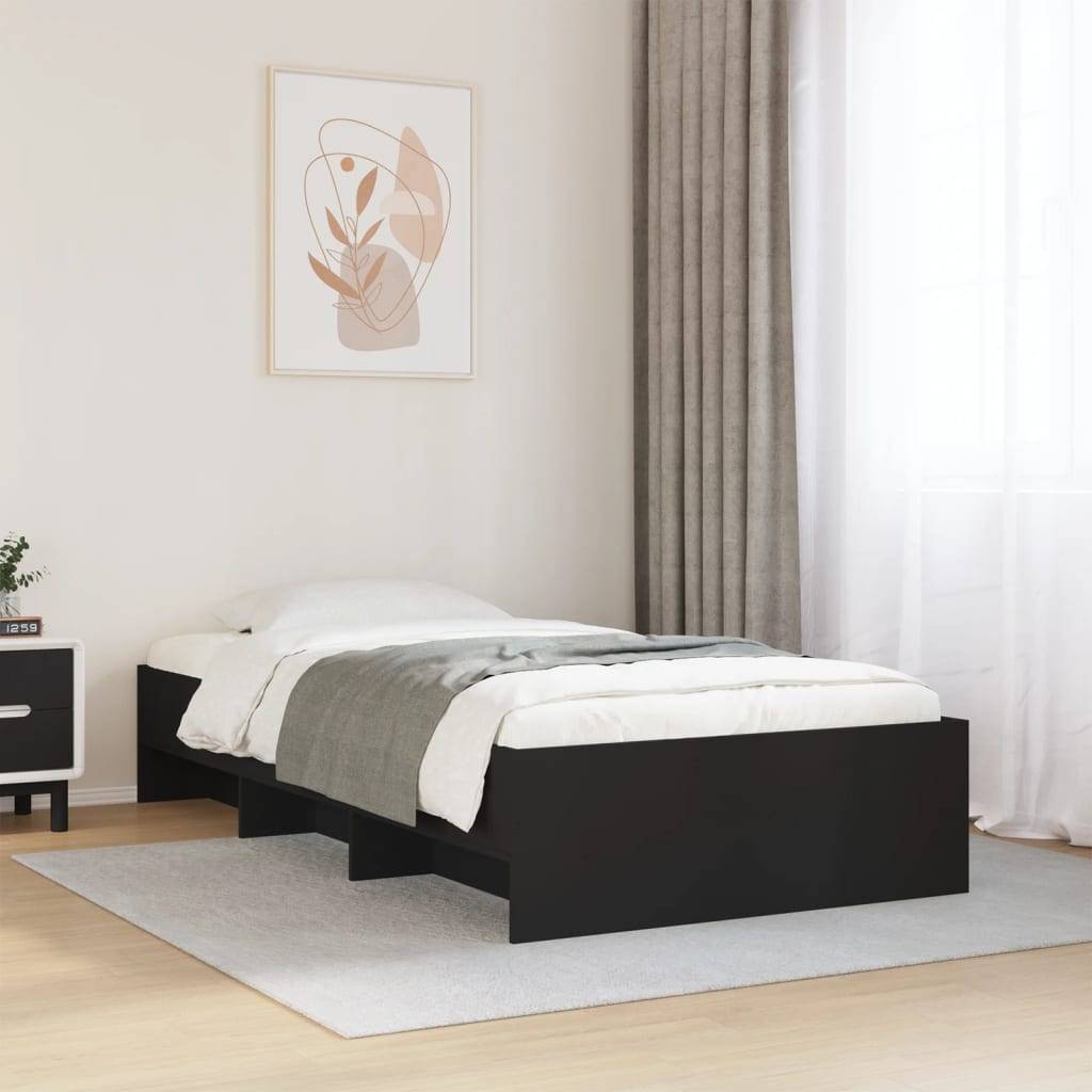 vidaXL Bettgestell Schwarz 100x200 cm Holzwerkstoff