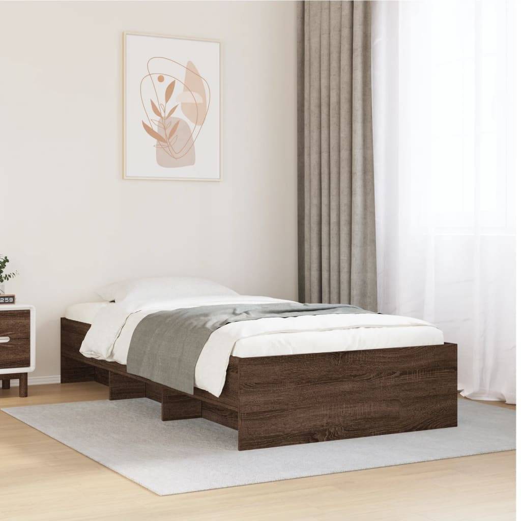 vidaXL Bettgestell ohne Matratze Braun Eiche 90x200 cm Holzwerkstoff