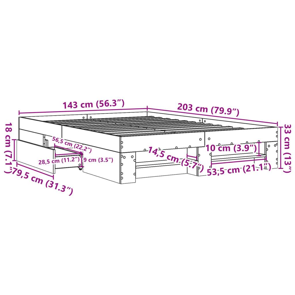 vidaXL Bettgestell Betongrau 140x200 cm Holzwerkstoff