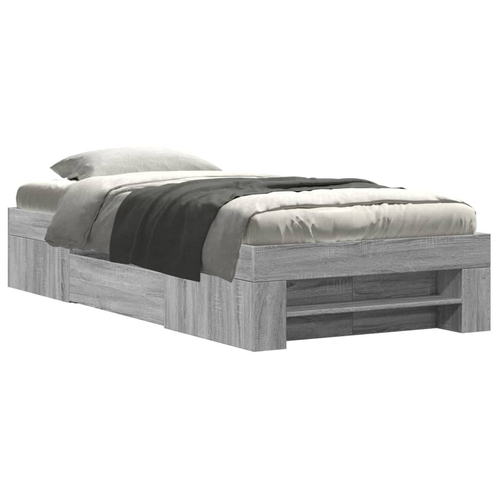 vidaXL Bettgestell Grau Sonoma 90x190 cm Holzwerkstoff
