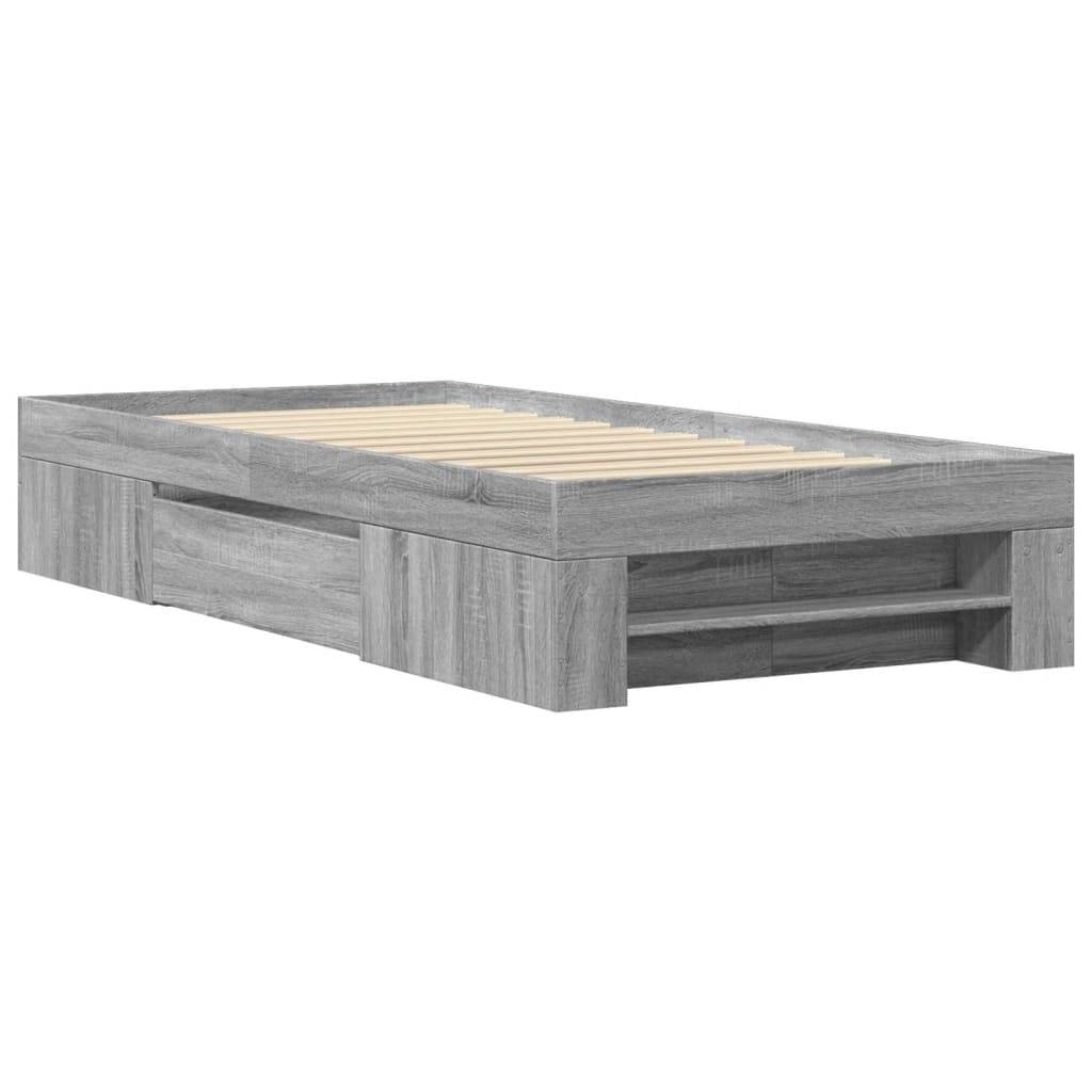 vidaXL Bettgestell Grau Sonoma 90x190 cm Holzwerkstoff