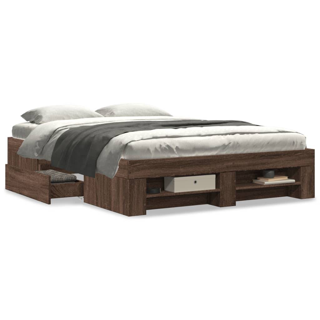 vidaXL Bettgestell ohne Matratze Braun Eiche 120x190 cm Holzwerkstoff