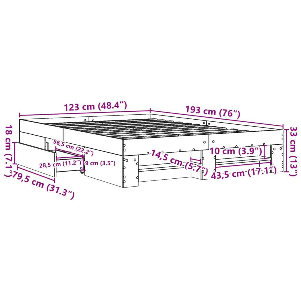 vidaXL Bettgestell ohne Matratze Braun Eiche 120x190 cm Holzwerkstoff