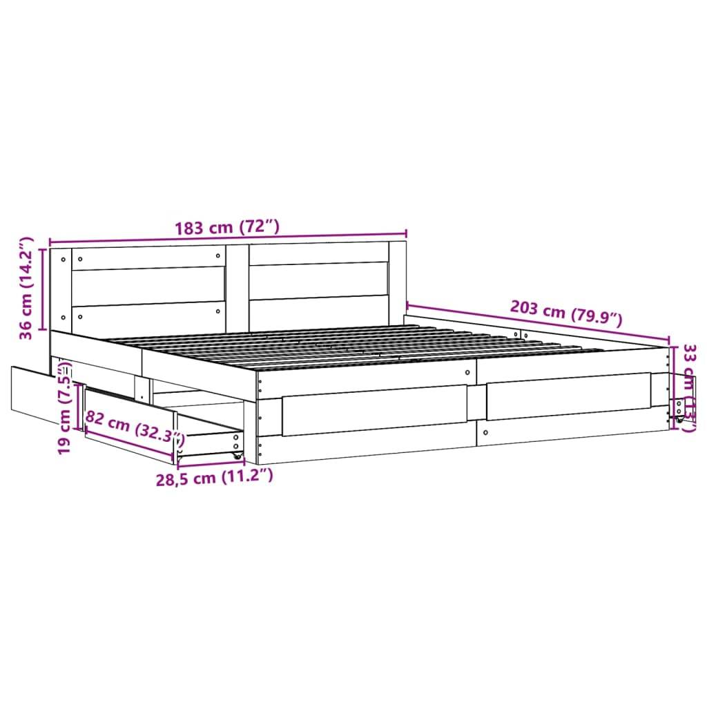 vidaXL Bettgestell mit Kopfteil Sonoma-Eiche 180x200 cm Holzwerkstoff