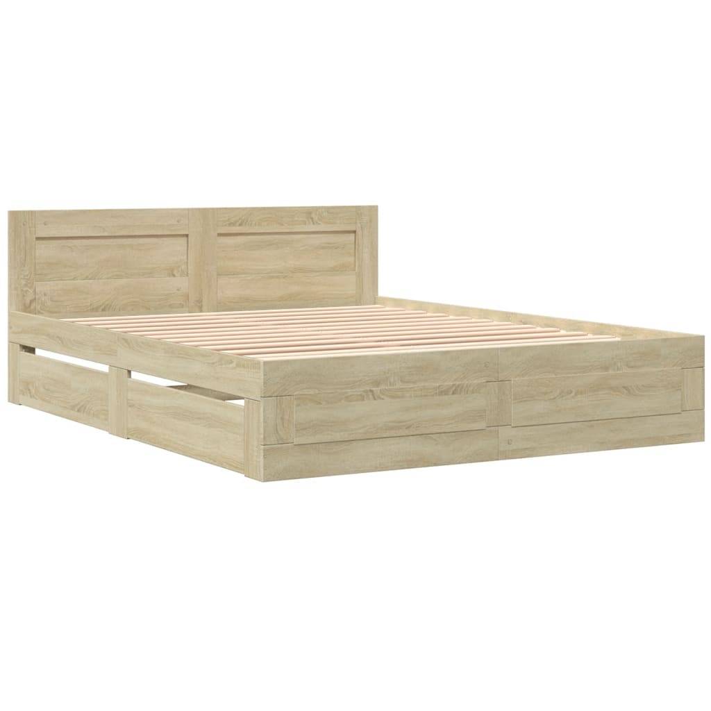 vidaXL Bettgestell mit Kopfteil Sonoma-Eiche 160x200 cm Holzwerkstoff