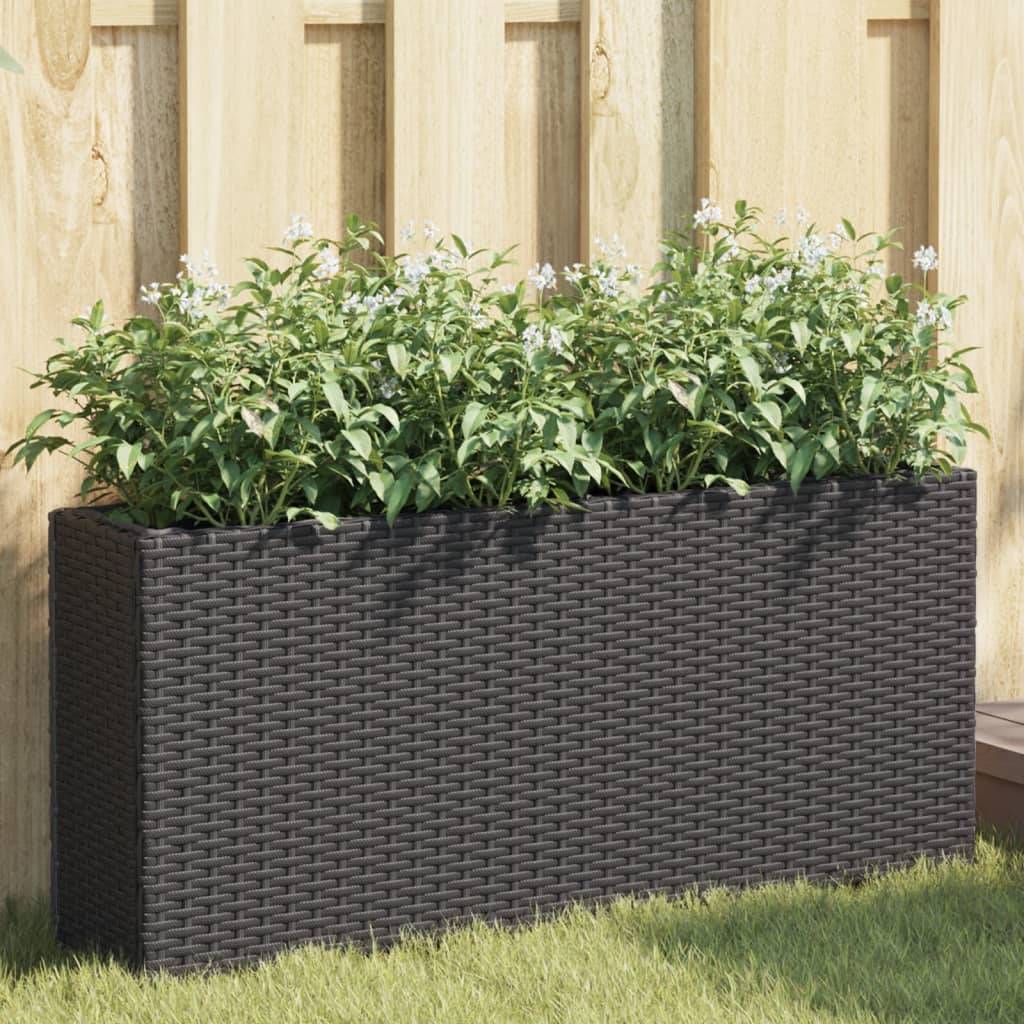 vidaXL Pflanzkübel mit 2 Töpfen 2 Stk. Schwarz 90x20x40 cm Poly Rattan
