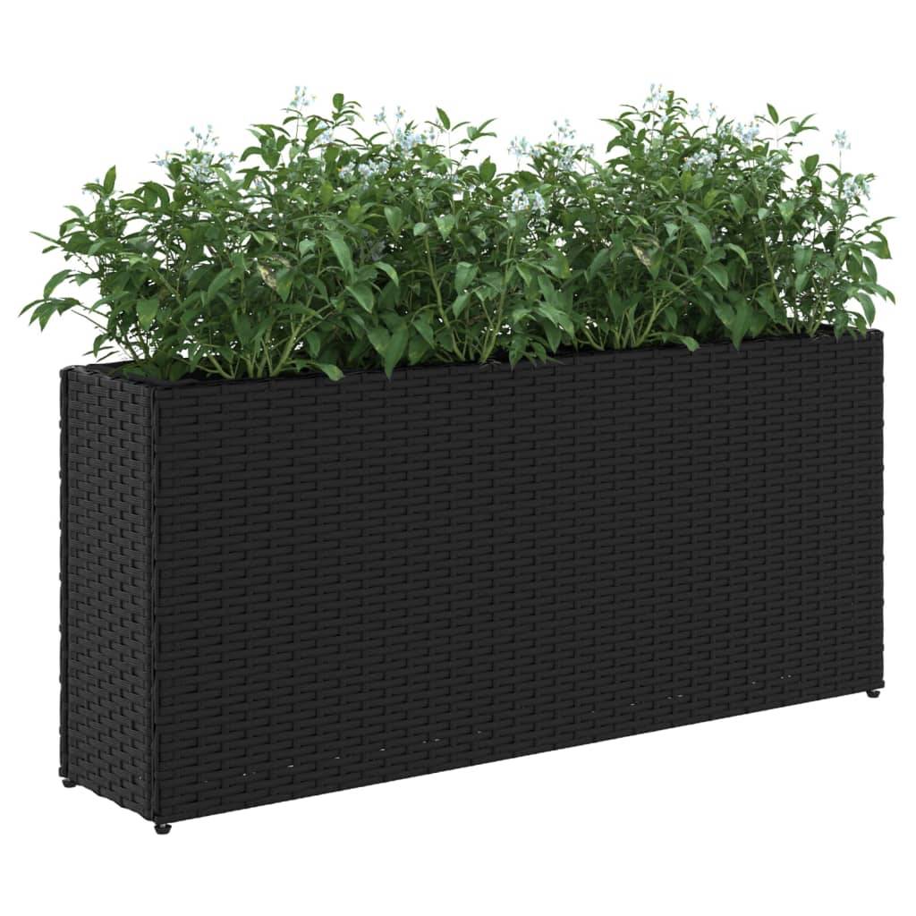 vidaXL Pflanzkübel mit 2 Töpfen 2 Stk. Schwarz 90x20x40 cm Poly Rattan