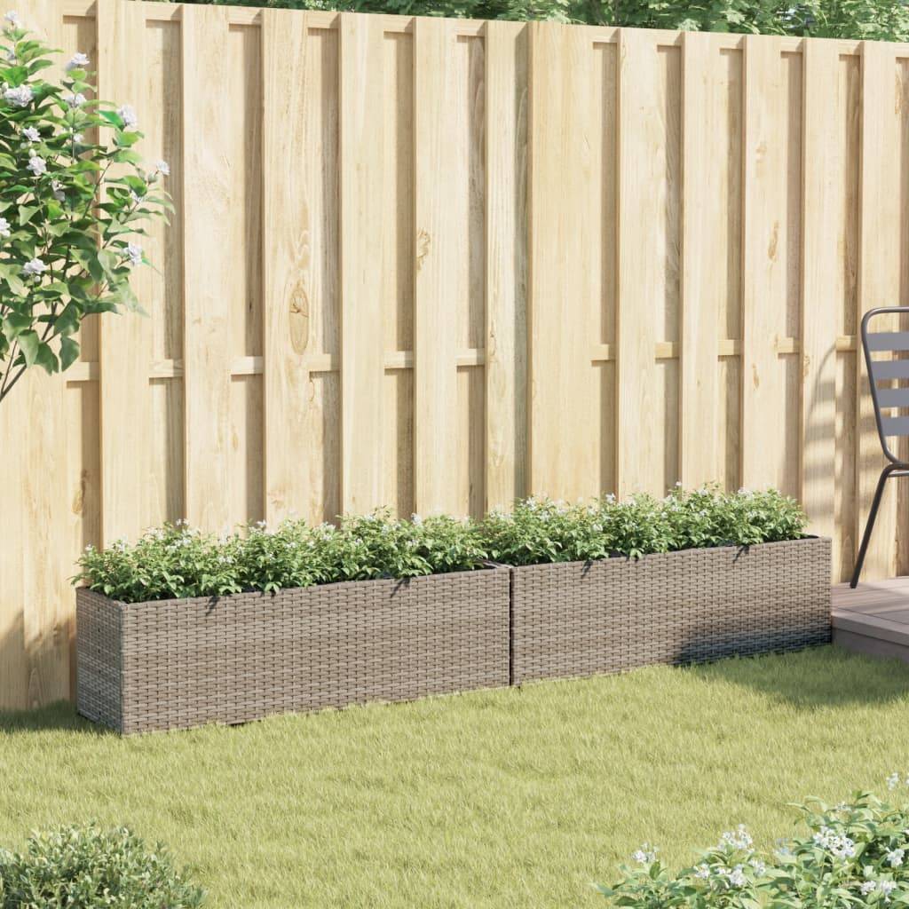 vidaXL Pflanzkübel mit 3 Töpfen 2 Stk. Grau 105x30x32 cm Poly Rattan
