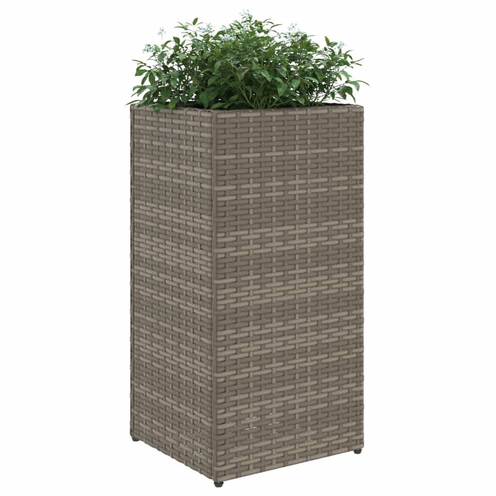 vidaXL Pflanzkübel 2 Stk. Grau 30x30x60 cm Poly Rattan
