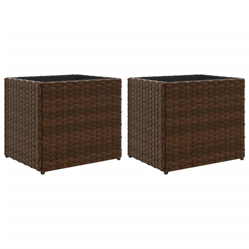 vidaXL Pflanzkübel 2 Stk. Braun 36x30x32 cm Poly Rattan