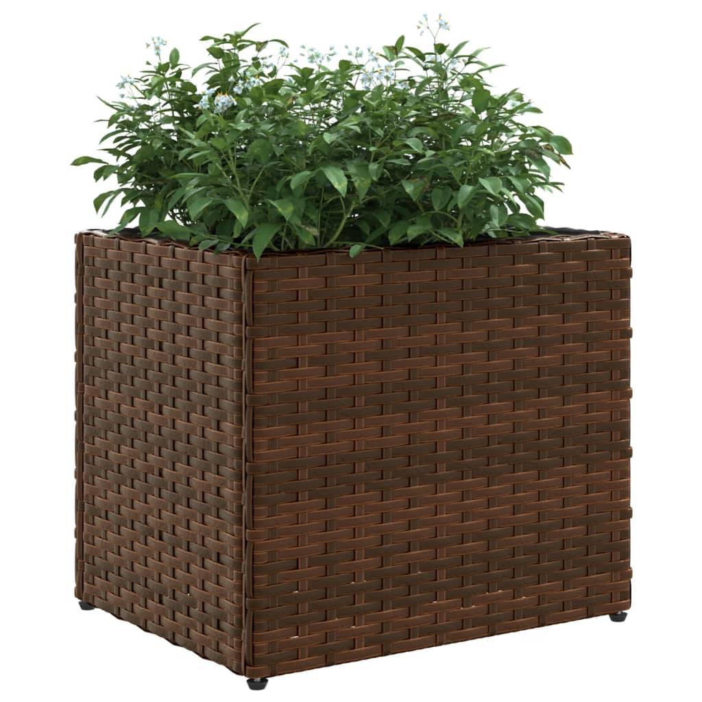 vidaXL Pflanzkübel 2 Stk. Braun 36x30x32 cm Poly Rattan
