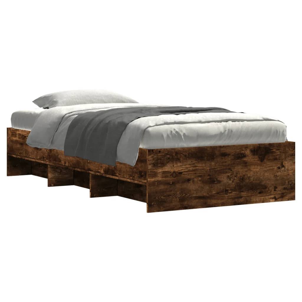 vidaXL Bettgestell ohne Matratze Räuchereiche 100x200 cm Holzwerkstoff