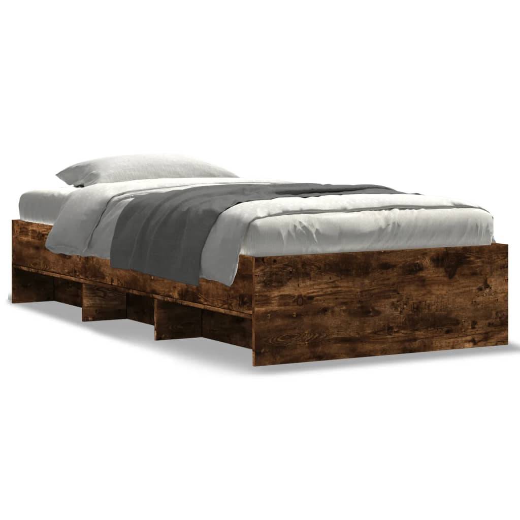 vidaXL Bettgestell ohne Matratze Räuchereiche 100x200 cm Holzwerkstoff