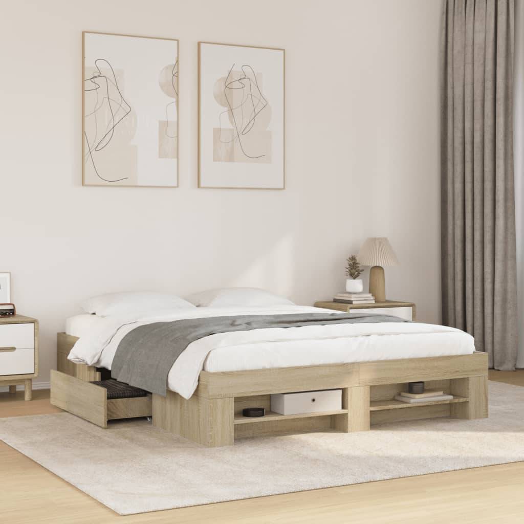 vidaXL Bettgestell ohne Matratze Sonoma-Eiche 160x200 cm Holzwerkstoff