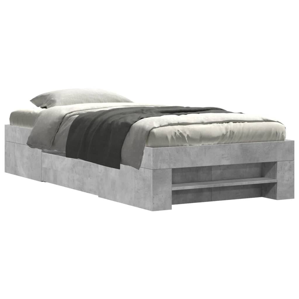 vidaXL Bettgestell Betongrau 90x190 cm Holzwerkstoff