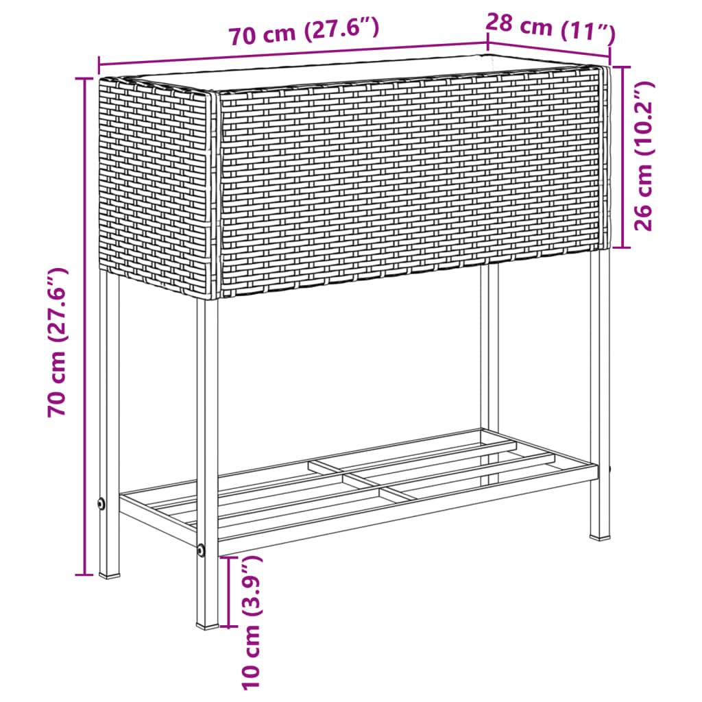 vidaXL Hochbeete mit Ablage 2 Stk. Grau 70x28x70 cm Poly Rattan