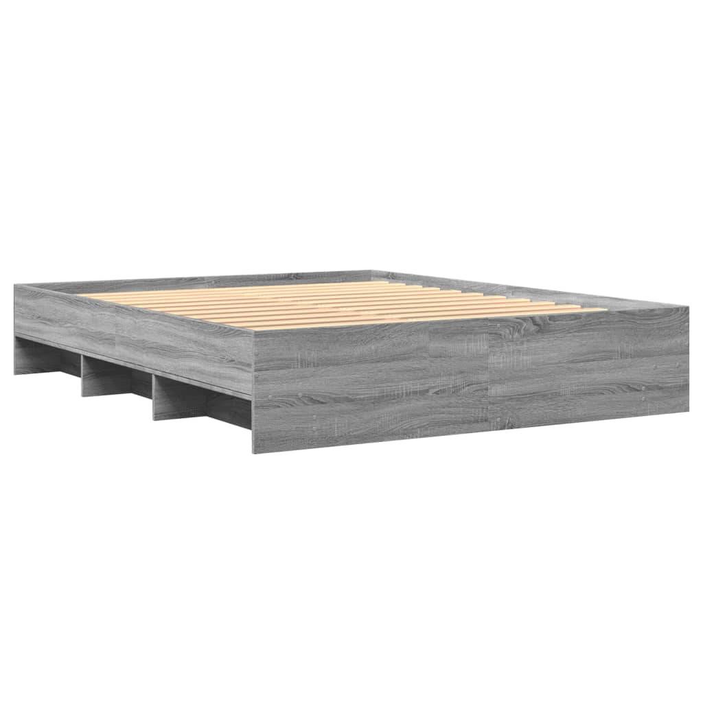 vidaXL Bettgestell ohne Matratze Grau Sonoma 160x200 cm Holzwerkstoff