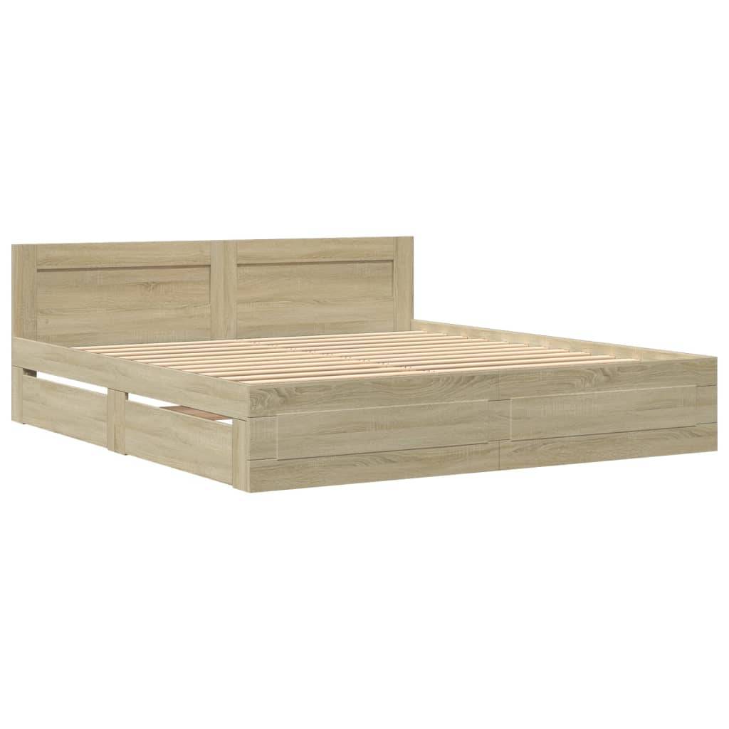 vidaXL Bettgestell mit Kopfteil Sonoma-Eiche 180x200 cm Holzwerkstoff