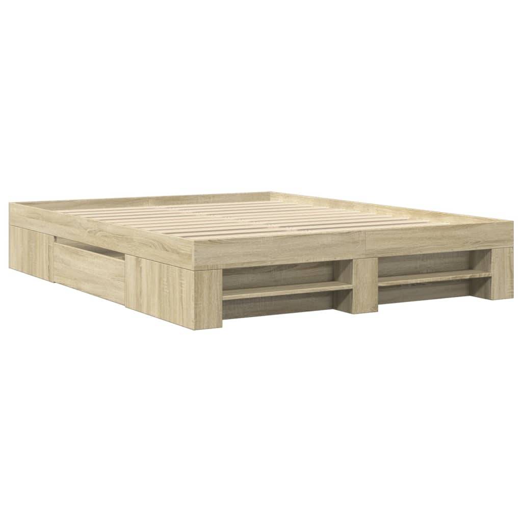 vidaXL Bettgestell ohne Matratze Sonoma-Eiche 160x200 cm Holzwerkstoff