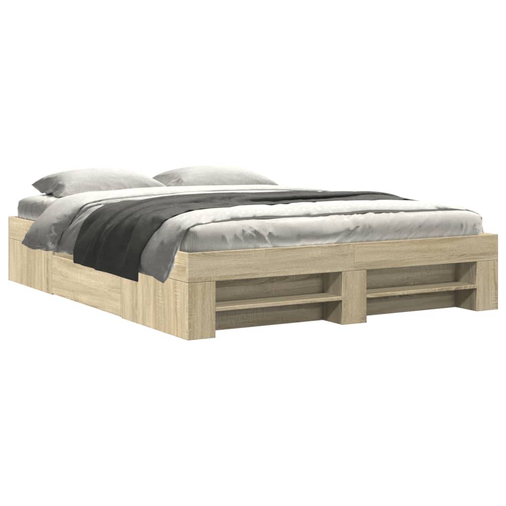 vidaXL Bettgestell ohne Matratze Sonoma-Eiche 160x200 cm Holzwerkstoff