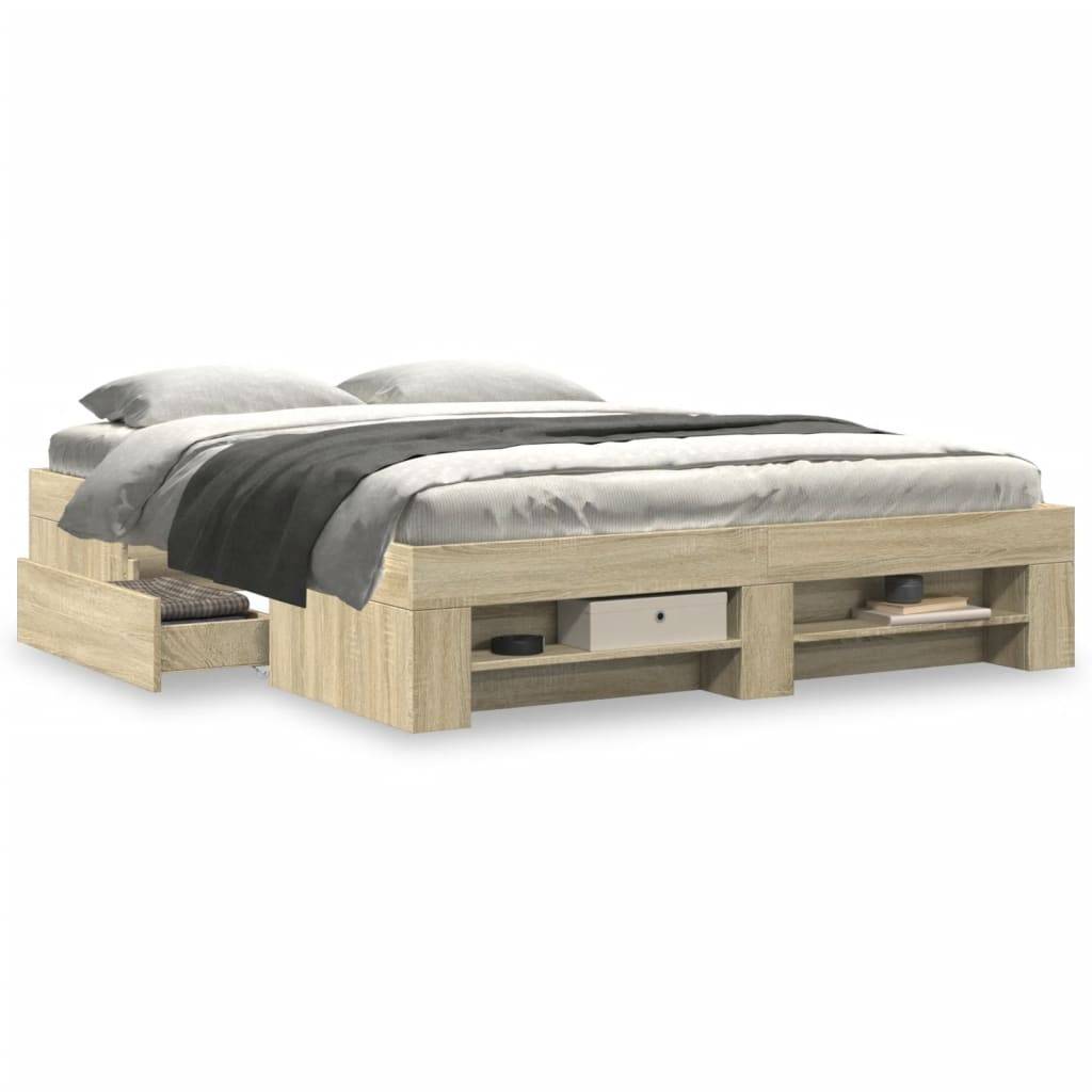 vidaXL Bettgestell ohne Matratze Sonoma-Eiche 160x200 cm Holzwerkstoff