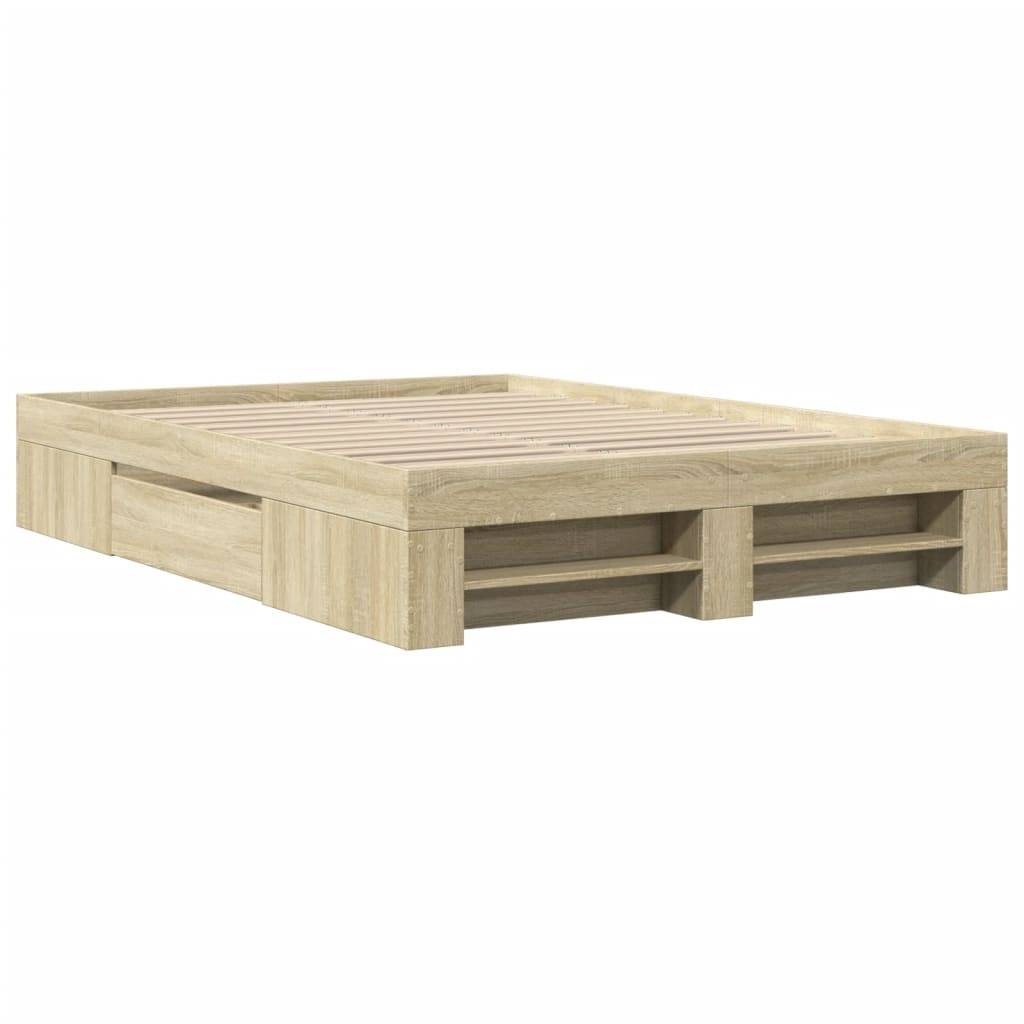 vidaXL Bettgestell ohne Matratze Sonoma-Eiche 140x190 cm Holzwerkstoff