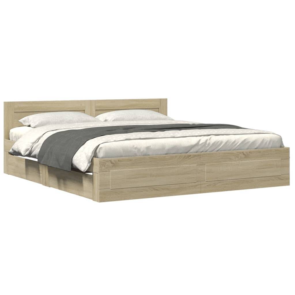 vidaXL Bettgestell mit Kopfteil Sonoma-Eiche 180x200 cm Holzwerkstoff
