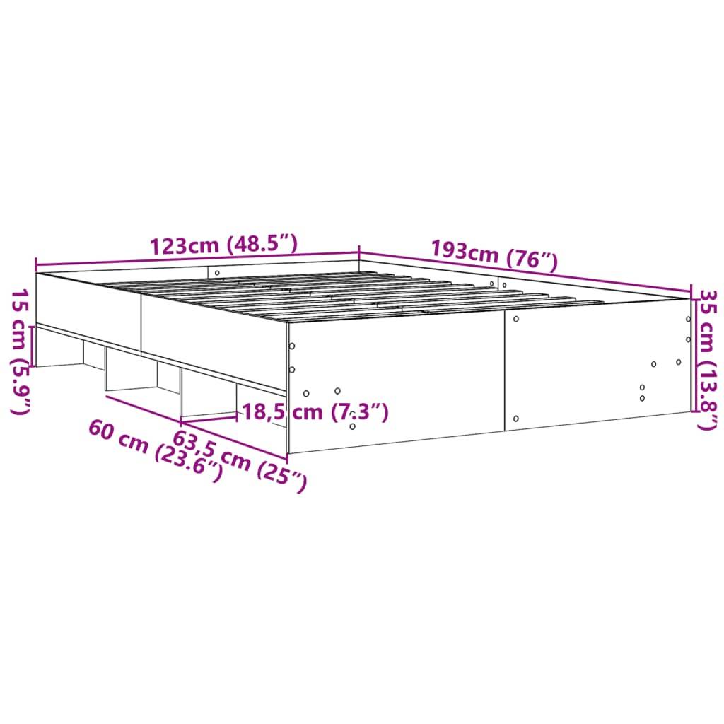 vidaXL Bettgestell ohne Matratze Sonoma-Eiche 120x190 cm Holzwerkstoff