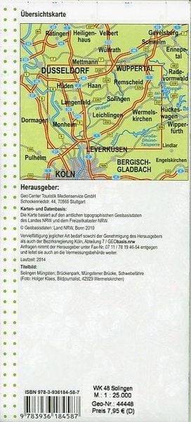 NRW Wanderkarte 48 Solingen, Remscheid, Hilden, Burscheid, Wermelskirchen 1 : 25 000