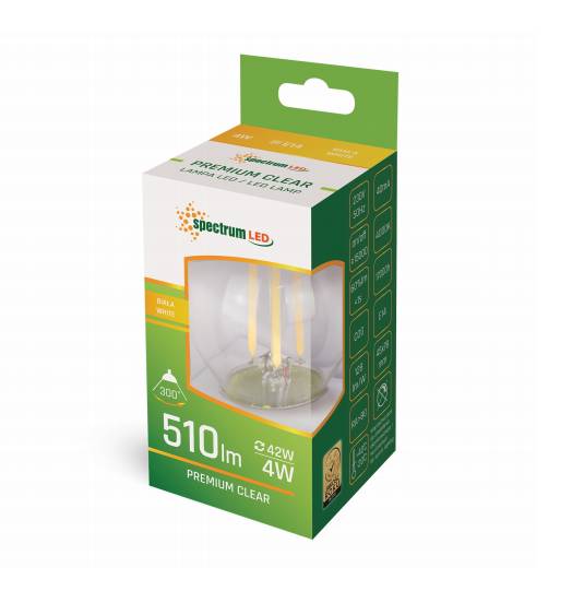 Spectrum LED E14 G45 Tropfen Filament Klar 4W = 42 Watt 510lm 300° Neutralweiß 4000K