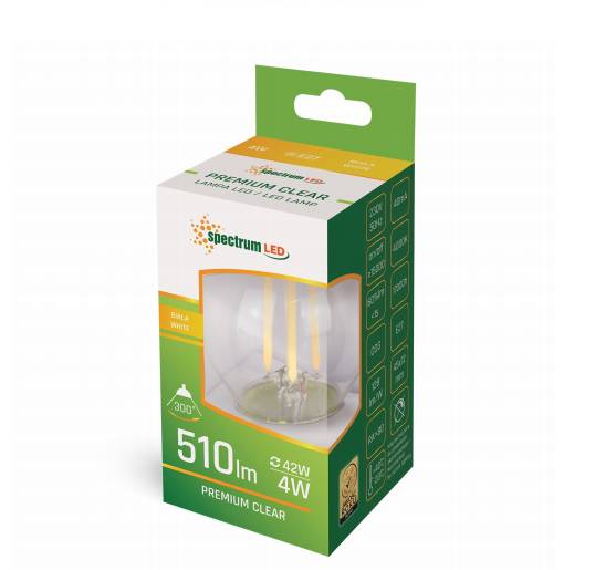 Spectrum LED E27 G45 Filament Klar 4W = 42W Tropfen 510lm 360° 230V Neutralweiß 4000K
