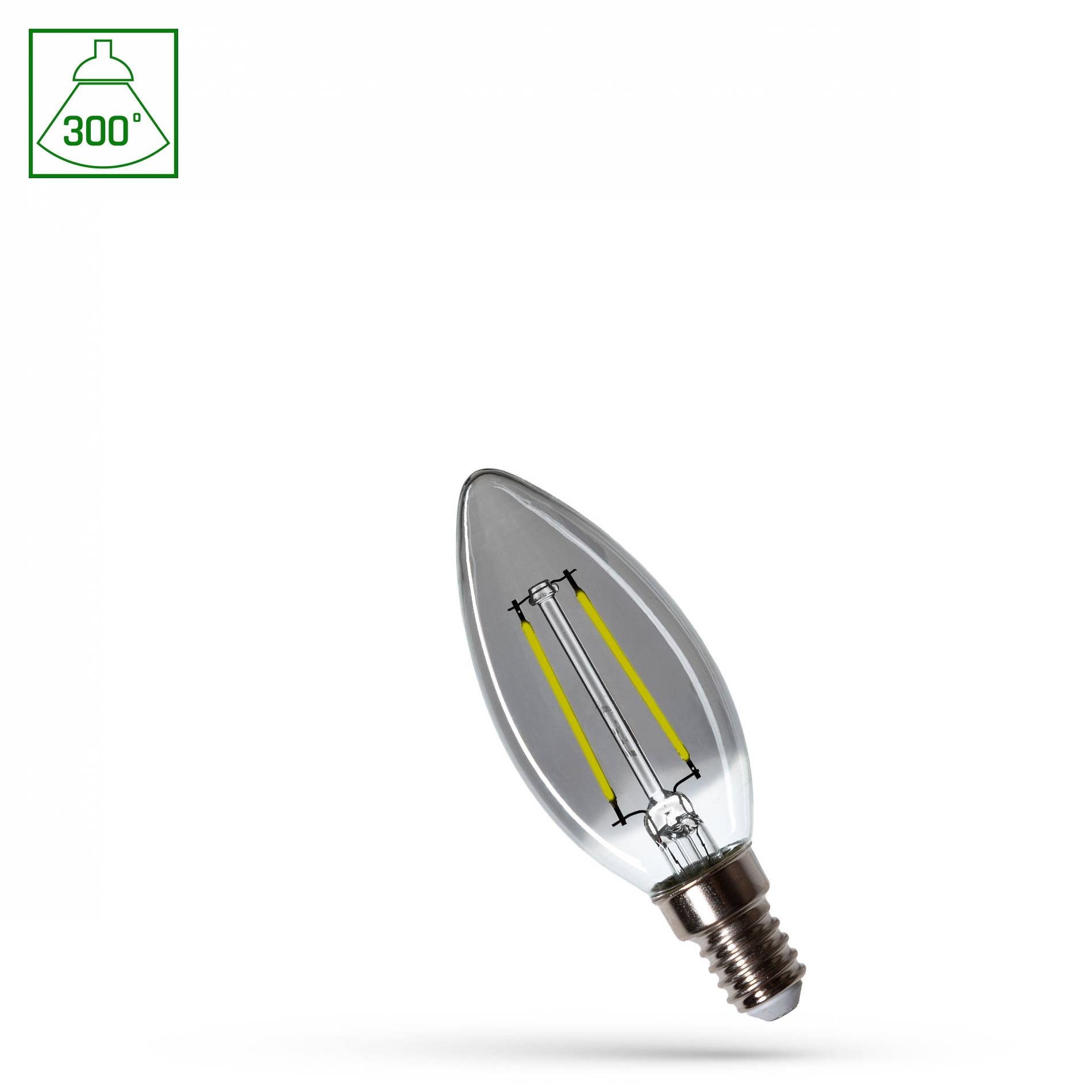 Spectrum LED E14 C35 Kerze 2,5W = 16W 150lm Modernshine Klar Rauchglas Neutralweiß 4000K