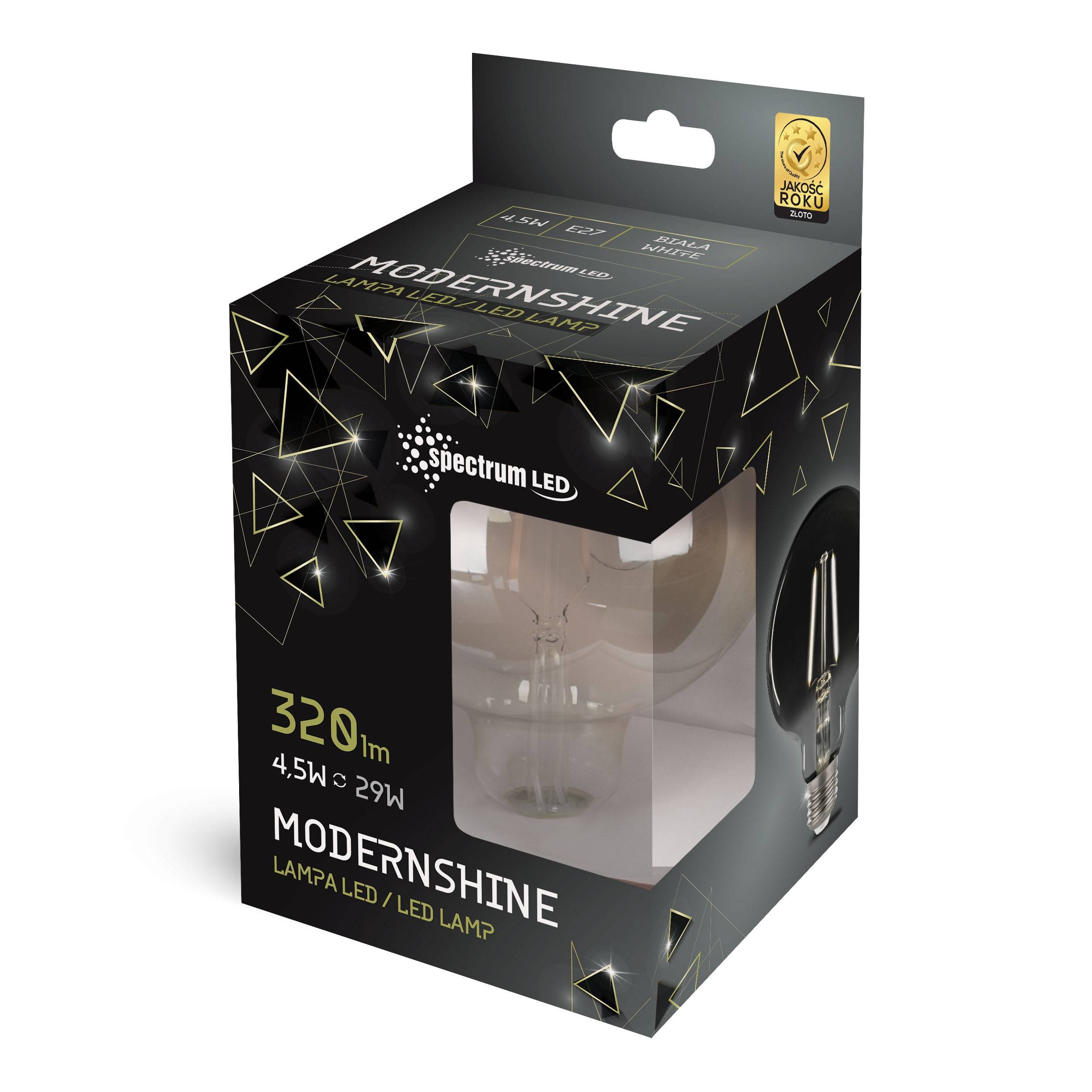 Spectrum LED E27 G125 Rauchglas 4,5W = 29W Modernshine 230V Globe 320lm 270° Neutralweiß 4000K