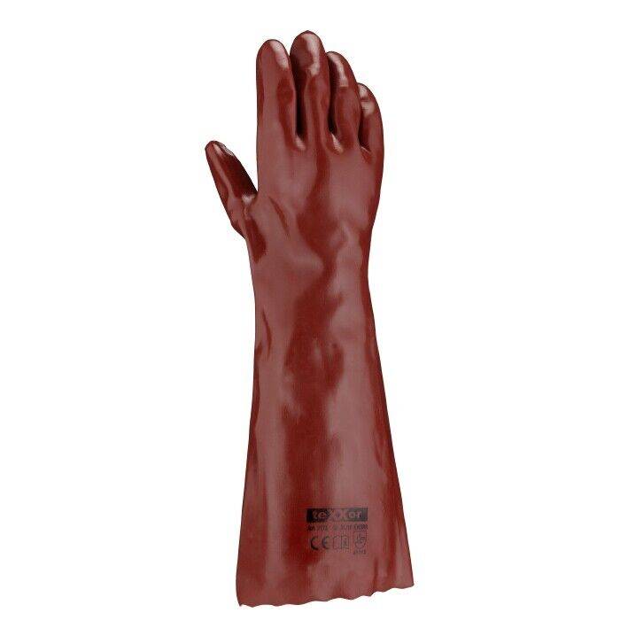 2173 texxor PVC Handschuh Chemikalienbeständig rotbraun 45cm lang 60 Paar Gr 10