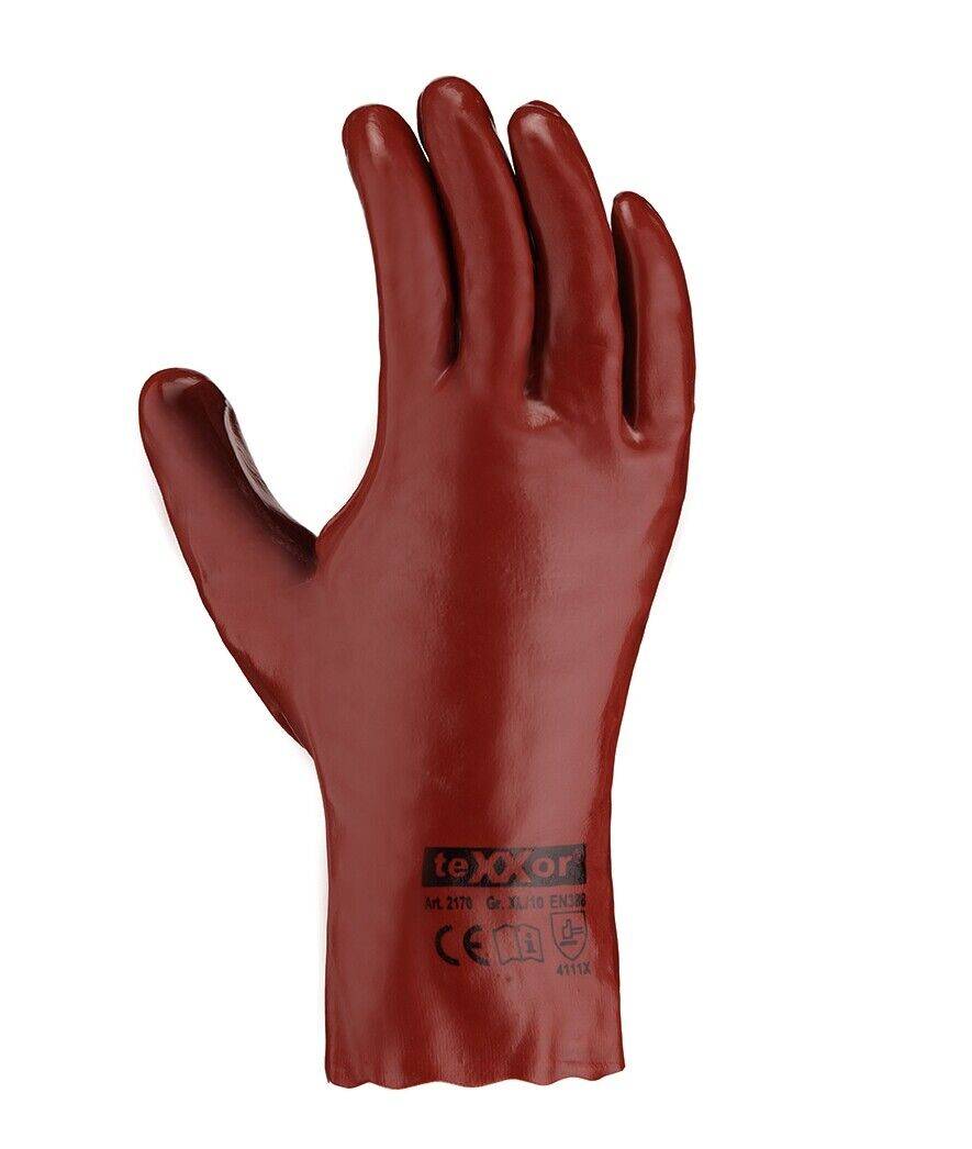 2170 texxor PVC Handschuh Chemikalienbeständig rotbraun 27cm lang 120 Paar Gr 10