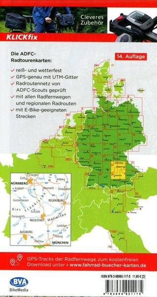 ADFC-Radtourenkarte 22 Fränkische Alb Altmühltal 1:150.000, reiß- und wetterfest, GPS-Tracks Download