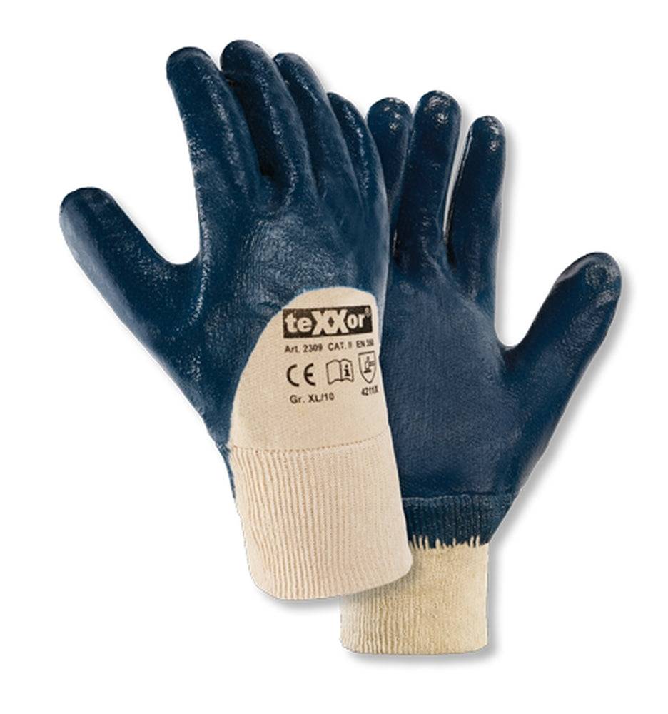 2309 teXXor Nitril-Handschuhe Strickbund blau teilbeschichtet 144 Paar Gr. 9