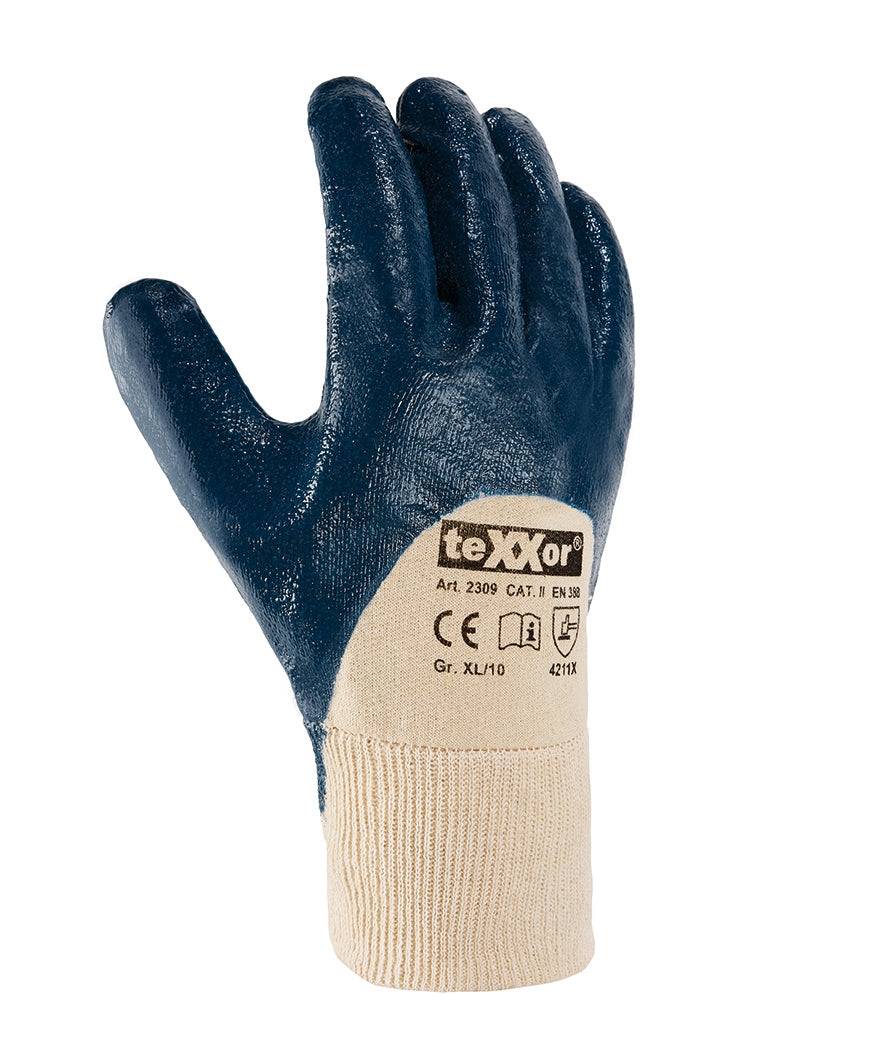2309 teXXor Nitril-Handschuhe Strickbund blau teilbeschichtet 144 Paar Gr. 8