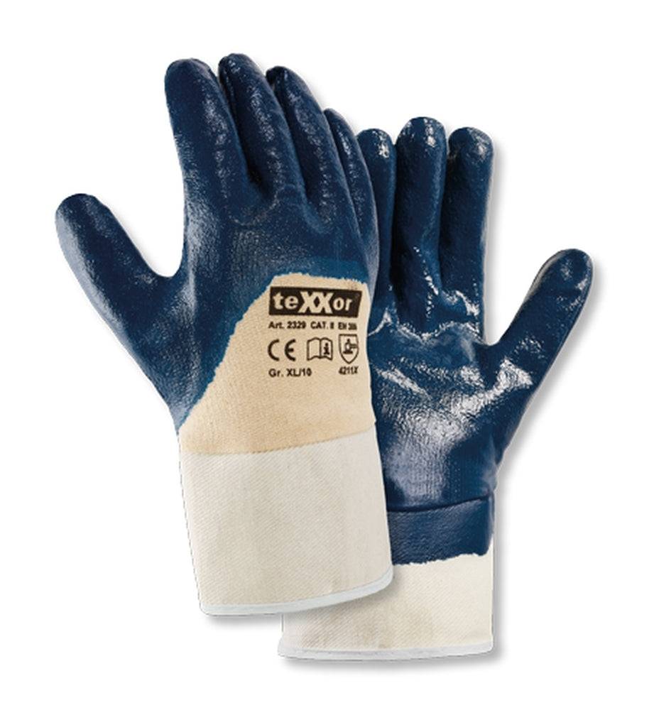 2329 teXXor blau 3/4 teilbeschichtet Nitril-Handschuh mit Stulpe 144x Gr. 9