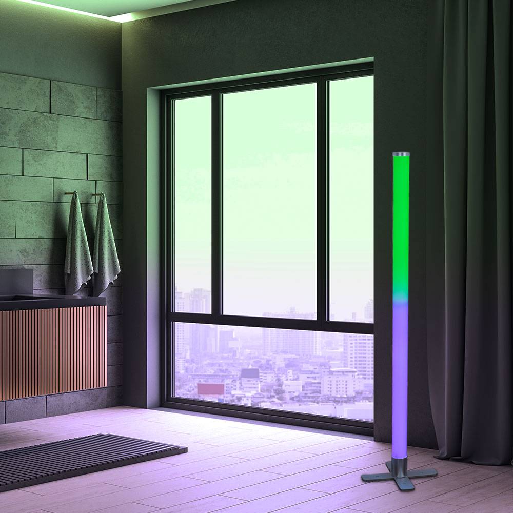 RGB Stehleuchte mit Fernbedienung LED Wandlampe Farbwechsel dimmbar Stehlampe Music Sync, CCT viele Modi, 10 Watt, 2700-5000K, H 103 cm