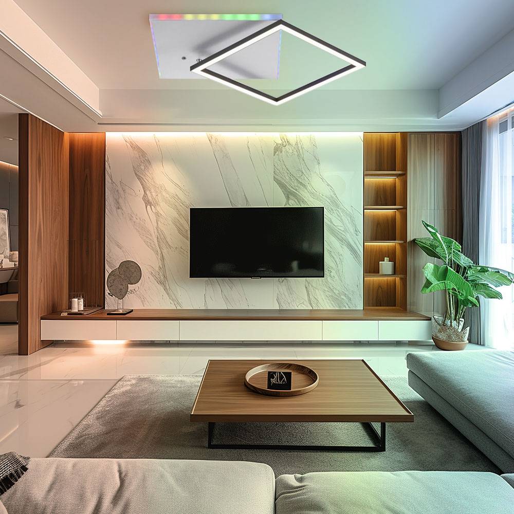 Deckenleuchte dimmbar Wohnzimmerlampe Regenbogen Nachtlicht Deckenlampe Fernbedienung LED, Memory, 1x LED 31W 2200lm 2700-5000 Kelvin, LxBxH
